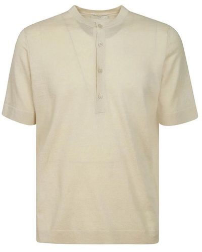 FILIPPO DE LAURENTIIS Halbärmeliges leinen polo shirt mit kragen - Natur