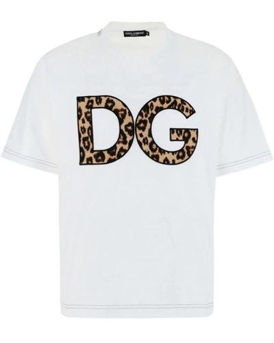 Dolce & Gabbana Leopard logo baumwoll t-shirt - Weiß