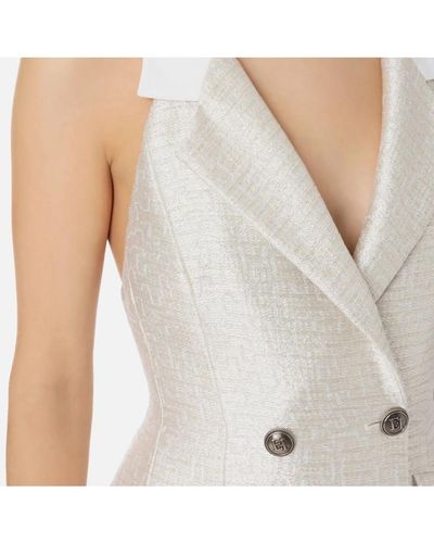 Elisabetta Franchi Zweireihiger tweed lurex kleidmantel - Weiß