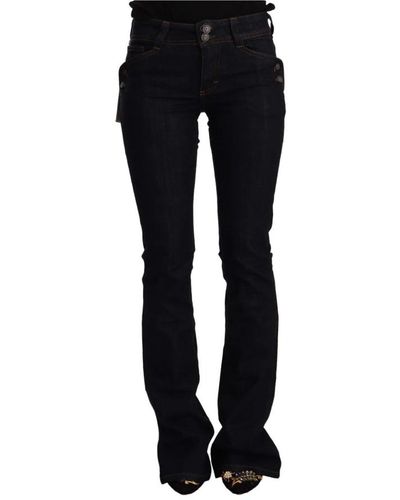 John Galliano Jeans a zampa in denim nero per donne