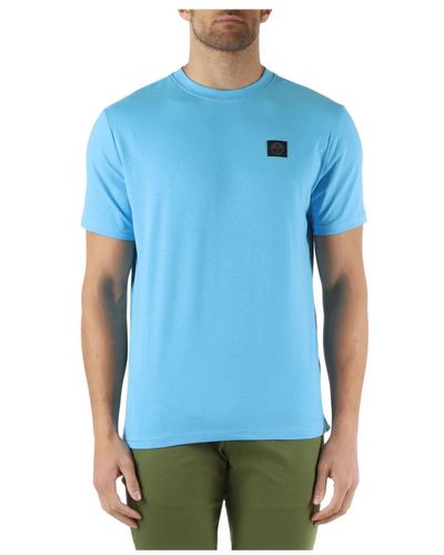 North Sails T-shirt in cotone stretch con patch logo - Blu