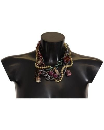 Dolce & Gabbana Sicilian Elegance-Tone Statement Necklace - Black