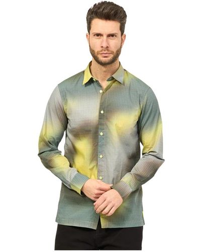 Armani Exchange Gelbes baumwoll-popeline klassisches hemd - Grün