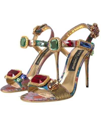 Dolce & Gabbana Kristall jacquard knöchelriemen sandalen - Blau
