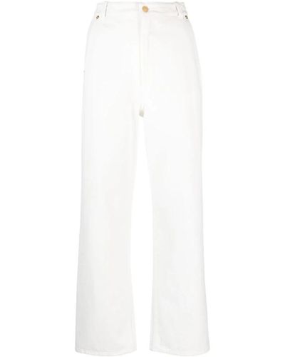 Bally Pantalones de algodón orgánico de talle alto - Blanco