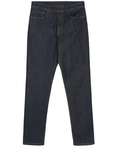 Canali Jeans mit logo-patch - Blau