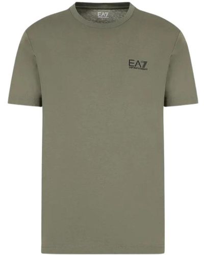 EA7 Reines baumwoll-t-shirt,reines baumwoll t-shirt - Grün