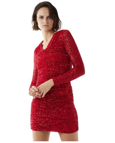 Silvian Heach Vestido corto ajustado con micro lentejuelas - Rojo