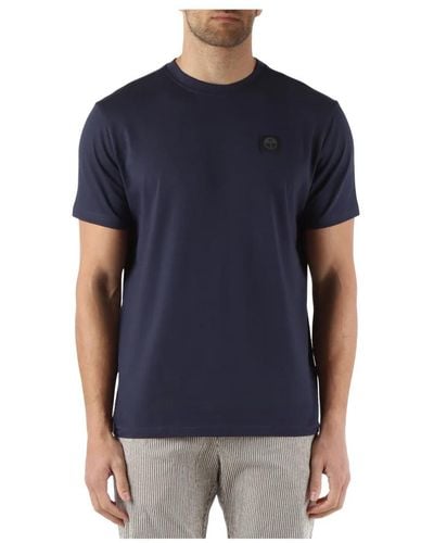 North Sails T-shirt in cotone stretch con patch logo - Blu