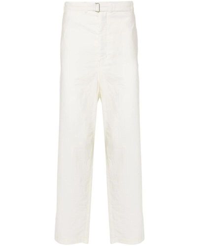Lemaire Pantaloni tapered in misto cotone bianco crema