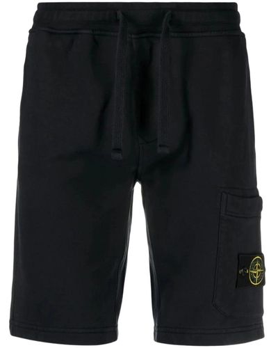 Stone Island Casual denim shorts für männer,weiße bermuda-shorts mit taschen - Schwarz