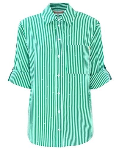 Kocca Camisa a rayas con aplicaciones decorativas - Verde