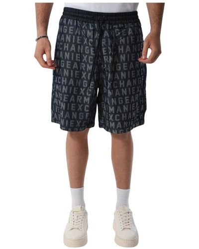 Armani Exchange Denim bermuda shorts mit elastischem bund - Schwarz