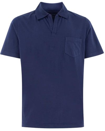 Sease Knopfloses polo-shirt aus gefärbtem baumwolljersey - Blau