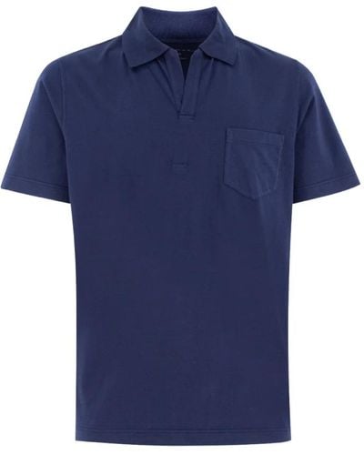 Sease Polo senza bottoni in jersey di cotone tinto in capo - Blu
