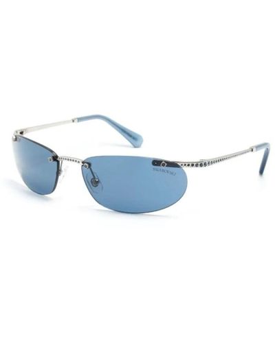 Swarovski Silberne sonnenbrille mit original-etui - Blau