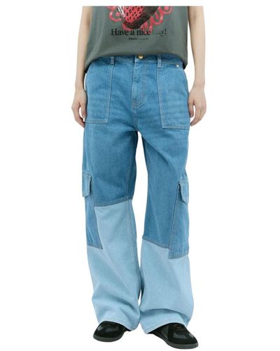 Ganni Jeans mit kontrastpaneelen - Blau