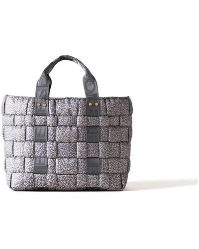Borbonese Strapcycle shopper small - woven strap handbag - Grigio