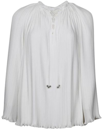 Lanvin Blusa plissettata con decorazione a perline - Grigio