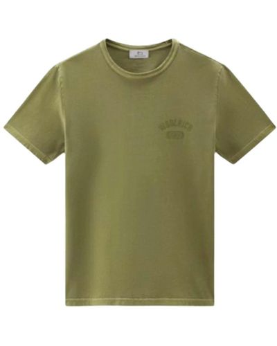 Woolrich Logo t-shirt in gefärbtem gewebe - Grün