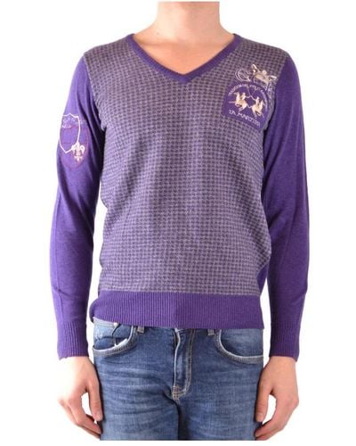 La Martina V-Neck Knitwear - Purple