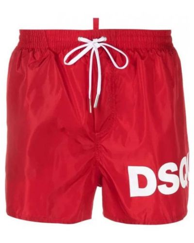 DSquared² Rote boxer-badehose mit dsqua2-logo dsqua2