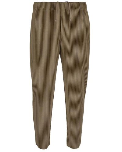 Issey Miyake Trousers > slim-fit trousers - Vert