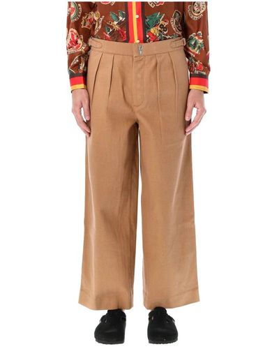Bode Wide Trousers - Brown