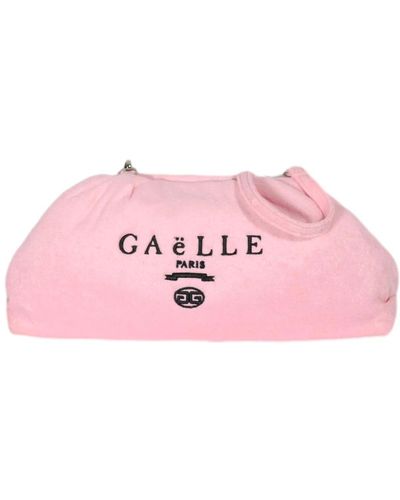 Gaelle Paris Clutch rosa con logo ricamato