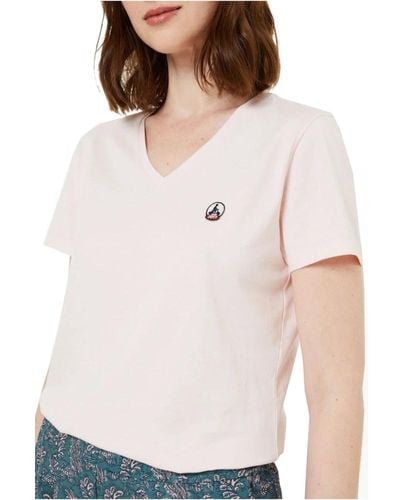 J.O.T.T Camiseta de algodón orgánico con cuello en v - ajuste favorecedor - Blanco