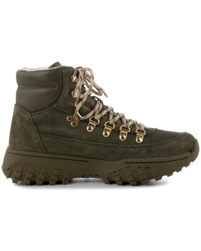 Woden Lace-Up Boots - Green
