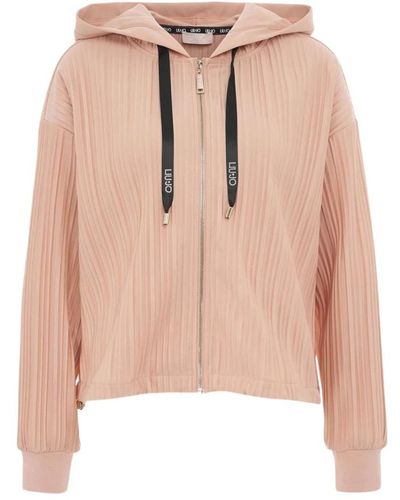Liu Jo Plissierter sweatshirt mit reißverschluss - Pink