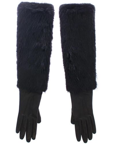 Dolce & Gabbana Guanti di lusso in pelle di agnello e pelliccia di castoro - Blu