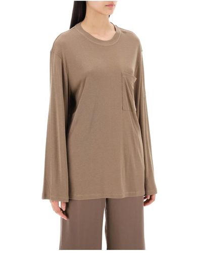 By Malene Birger Camiseta de manga larga extragrande acanalada - Marrón