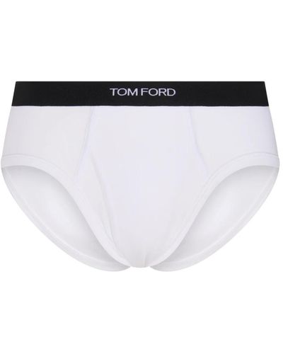 Tom Ford Weiße baumwoll-slips mit logo-detail