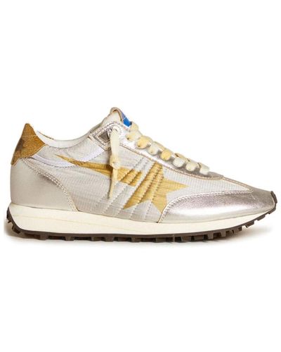 Golden Goose Silberne glitter sneakers mit goldstern - Weiß