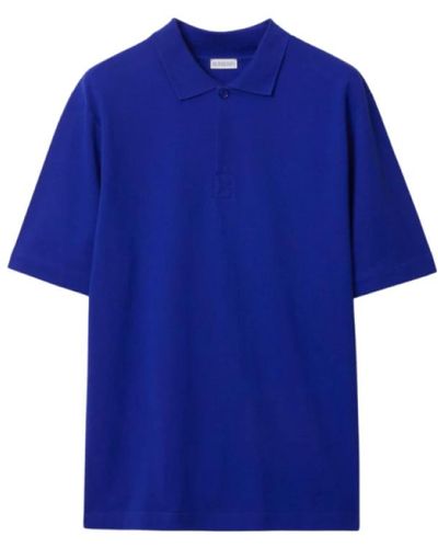 Burberry Blaues polo-shirt mit weißem wendekragen