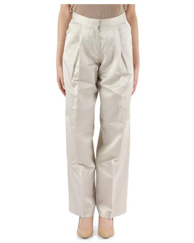 Calvin Klein Viskose- und baumwollhose mit knopf- und reißverschluss - Grau