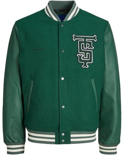 Jack & Jones Trendige college-jacke mit logo-details - Grün