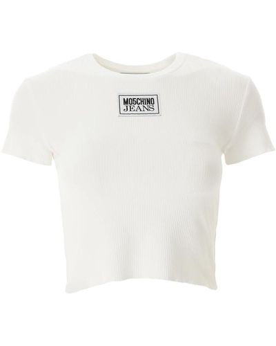 Moschino Logo patch cropped t-shirt - Weiß