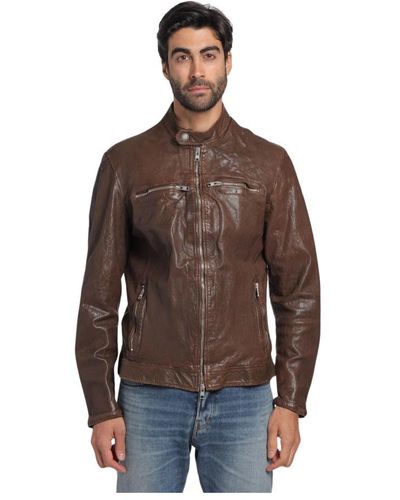 DFOUR® Leather Jackets - Brown