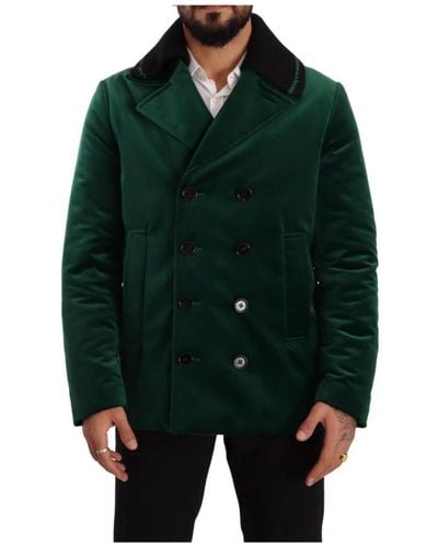 Dolce & Gabbana Green velvet cotton double breasted jacket - Verde