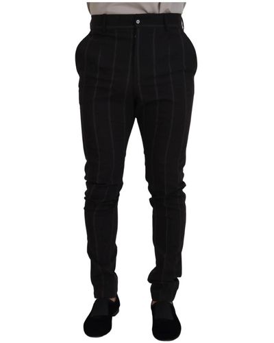 Dolce & Gabbana Pantaloni formali chino in lana nera - Nero