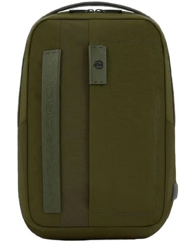 Piquadro Grüne bucket bag rucksack mit laptop- und ipad-fach
