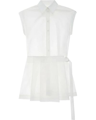 Helmut Lang Pleated mini shirt dress - Bianco