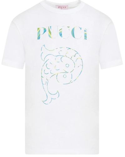 Emilio Pucci Weißes logo t-shirt bekleidung
