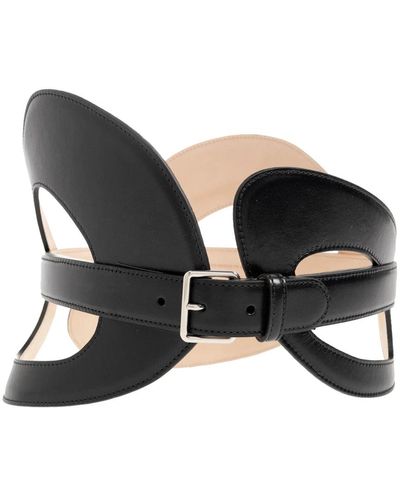 Alexander McQueen Cinturón de cuero para la cintura - Negro