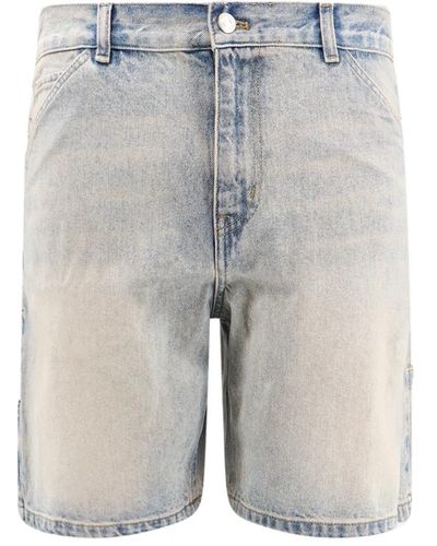 Courreges Shorts blu con chiusura a zip e bottone
