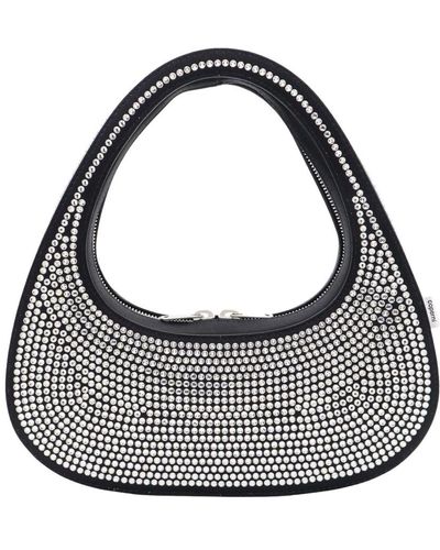 Coperni Black Swipe Bag With Crystals In Leather - Grey