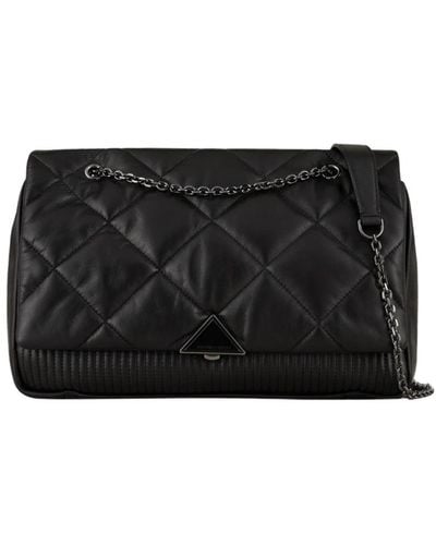 Giorgio Armani Quilted Nappa Leather Oversized Bag With Shoulder Strap - Black